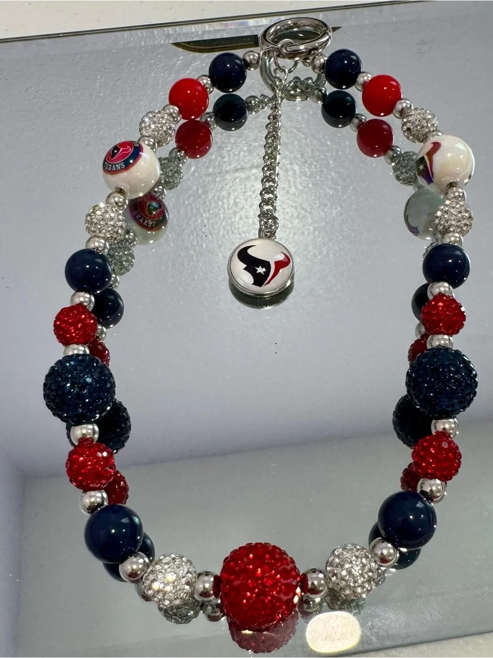 New Houston Texans Crystal Beaded Phone Chain